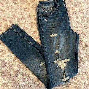 Abercrombie Distressed Super Skinny Mid Rise Denim